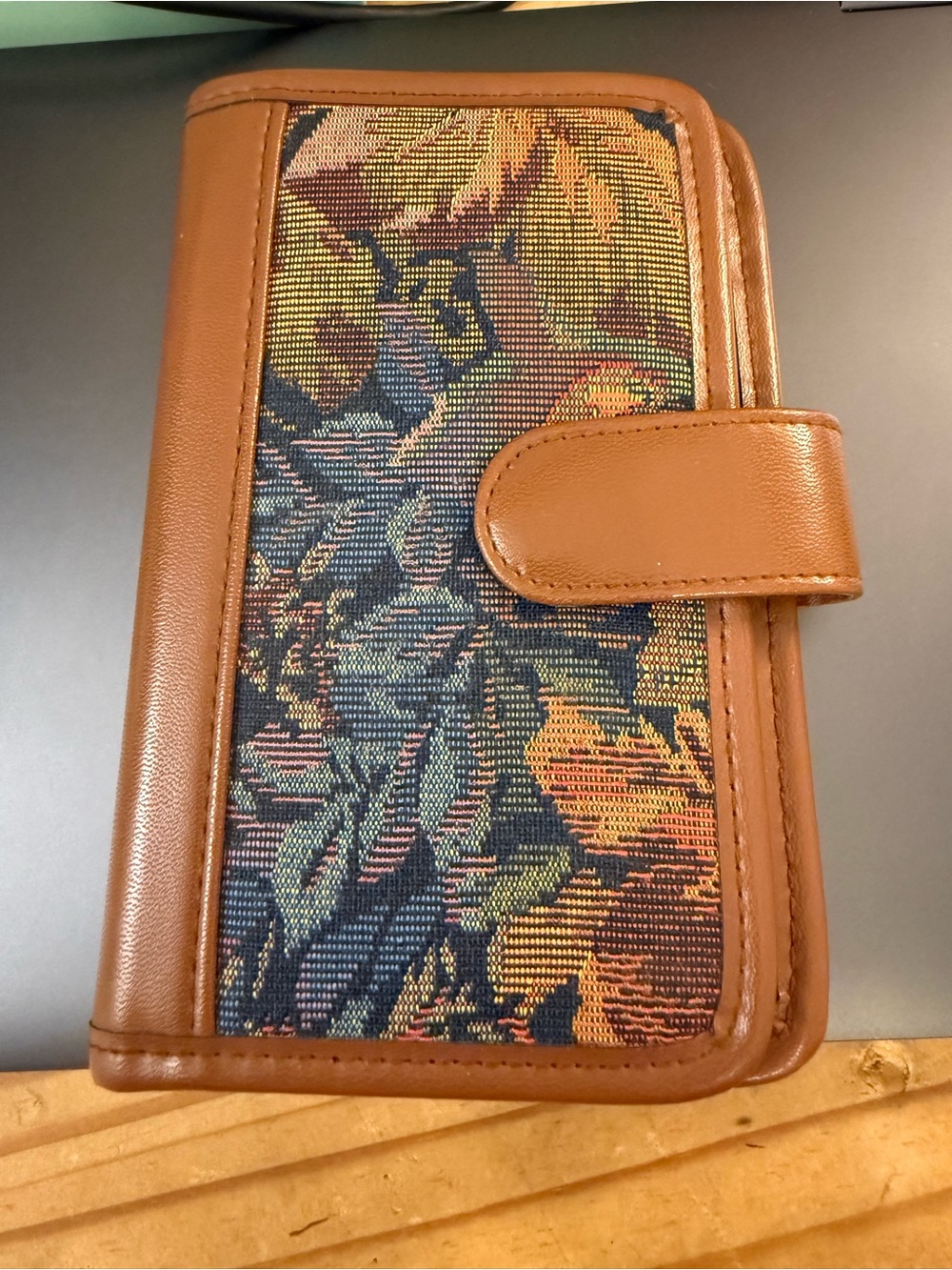 Tapestry Floral Leather-Trim Wallet